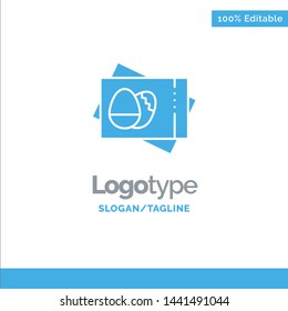 Pass board, Egg, Easter, Card Blue Solid Logo Template. Place for Tagline