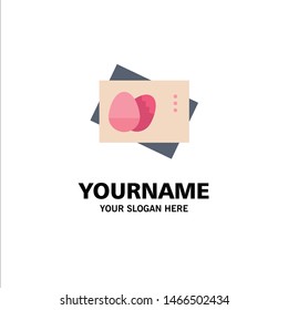 Pass board, Egg, Easter, Card Business Logo Template. Flat Color. Vector Icon Template background