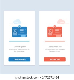 Pass, Card, Identity, Id  Blue and Red Download and Buy Now web Widget Card Template