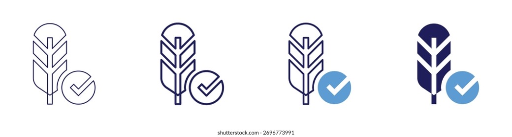 Pass check icon in 4 different styles. Thin Line, Line, Bold Line, Duotone. Duotone style. Editable stroke.