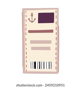 pass cruise ship ticket cartoon. card vacation, tour boarding, trip destination  sign. isolated symbol vector illustration