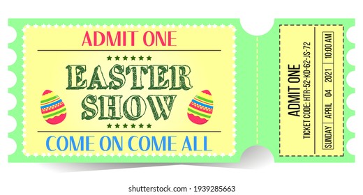 Pass to the Easter show for one. Invitation for Easter. Vector graphics. Easter eggs. Illustration EPS 10.