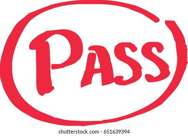 Pass Exam Grade Written In Red Vector