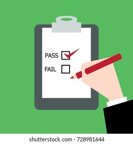 Pass or Fail check box on clipboard-vector