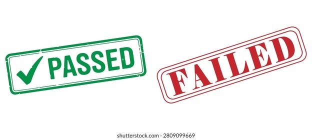 Pass and Fail Stamp Icons – Green Approved and Red Rejected Rubber Seal Vector Collection
