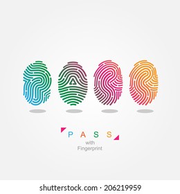 Pass with fingerprint.  color vector illustration.