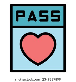 Pass health icon outline vector. Vaccine passport. Digital travel color flat