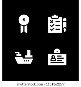 pass icon. 4 pass set with badge, cruiser, exam and id card vector icons for web and mobile app
