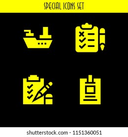 pass icon. 4 pass set with exam, cruiser and id card vector icons for web and mobile app