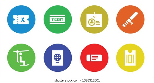 Pass Icon Set. 8 Filled Pass Icons.  Simple Modern Icons About  - Ticket, Chairlift, Passport, Identification, Baton