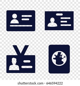 Pass icons set. set of 4 pass filled icons such as passport