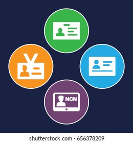 Pass icons set. set of 4 pass filled icons such as passport