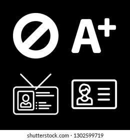 pass icons set with a plus test result of school, prohibition signal and id card vector set