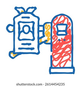 pass key for entry to canteen doodle icon sketch vector. pass key for entry to canteen sign. isolated symbol illustration