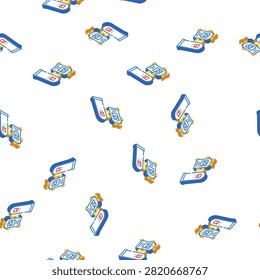pass key for entry to canteen isometric seamless pattern. pass key for entry to canteen sign illustration
