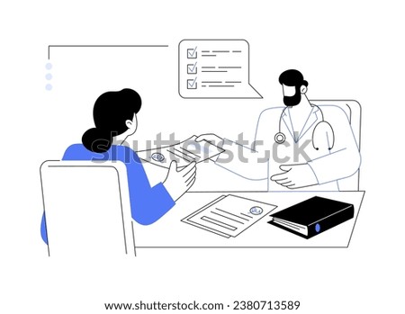 Pass a medical examination abstract concept vector illustration. Immigrant passing medical examination, healthcare sector, citizen services, consultation with doctor abstract metaphor.