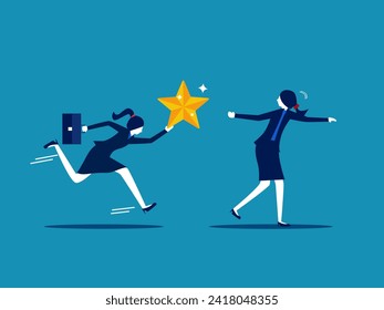 Pass on the idea of success. woman passing stars to running colleague