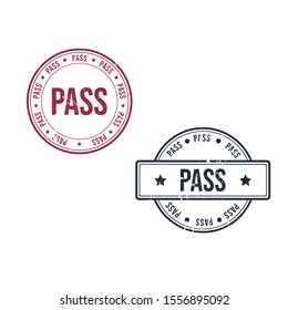 Pass or passed grunge rubber stamp. Vector illustration on white background