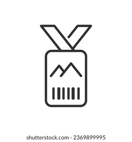 Pass to the ski resort, linear icon. Line with editable stroke