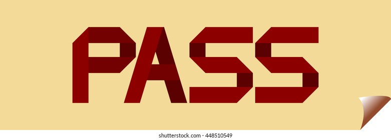 Pass text of red folded paper font vector illustration