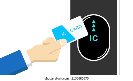 Pass Through Ticket Gate With IC Card. Subway And Airport Ticket Gates.