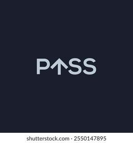 PASSAR tipografia design de logotipo mínimo. Um design de logotipo de seta com fundo.