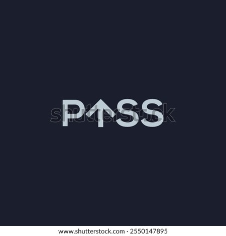 PASS typography minimal logo design. A arrow logo design with background.