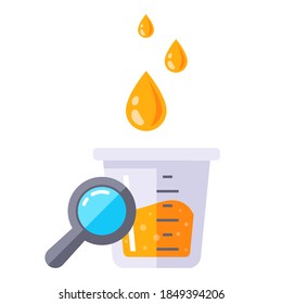 to pass urine for tests at the hospital. pee in a plastic jar. flat vector illustration isolated on white background.