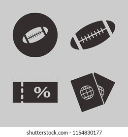 pass vector icons set. with passports, sale ticket and rugby ball in set
