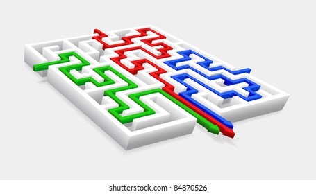 Passage of the maze is shown in the image.