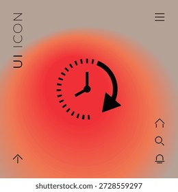 Passage of time icon with clock and arrow elements silhouette
