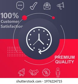 Passage time icon. Customize your design with a navy and red colored background template