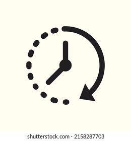 Passage of time icon, Flat design, vector illustration. clock, hour, late, countdown, deadline, minute, clockwise, 