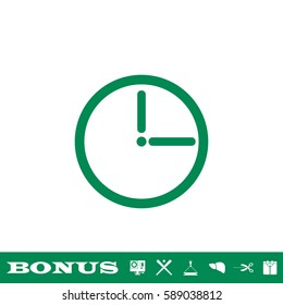Passage of time icon flat. Green pictogram on white background. Vector illustration symbol and bonus button