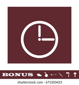 Passage of time icon flat. White pictogram on brown background. Vector illustration symbol and bonus icons