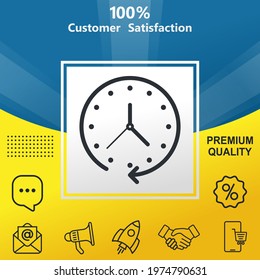 Passage time vector glyph color icon. With yellow and blue background option