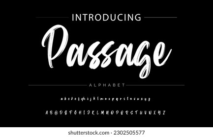 Passage vector brush style font, alphabet, typeface