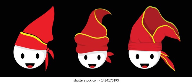 the passapu or patonro hat is the typical head covering of Makassar, South Sulawesi. available in three kinds of shapes along with white emoticons with black background. Makassar Headgear or Headdress