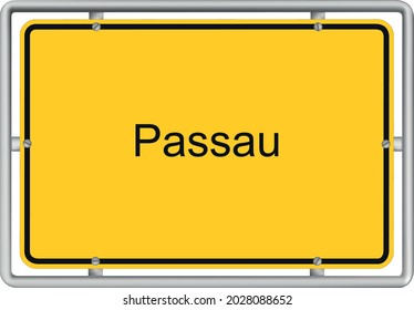 Passau - yellow road sign isolated on white background