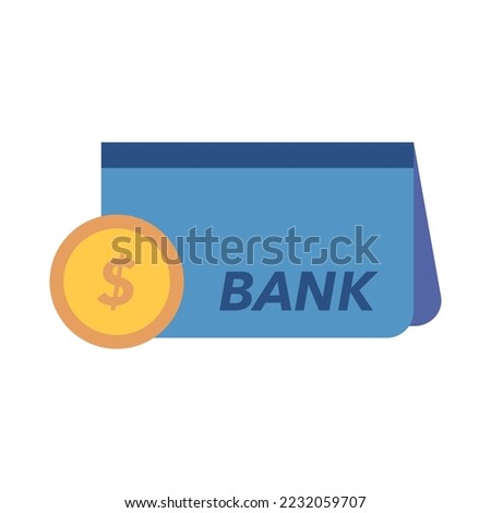 Passbook and dollar coin icon. Bank book. Vector.