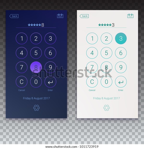 ロック画面 ログイン パスワードページの入力 用のパスコードインターフェイス 透明な背景にuiデザイン 昼と夜のバリエーションのコンセプト デジタル ナンバッド アプリ ユーザー インターフェイス キット 3d イラスト のベクター画像素材 ロイヤリティ