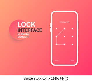 Passcode lock interface for lock screen, login or enter password pages. Vector phone ID recognition screenlock password or lockscreen passcode numbers display. Vector illustration.