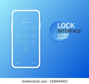 Passcode lock interface for lock screen, login or enter password pages. Vector phone ID recognition screenlock password or lockscreen passcode numbers display. Vector illustration.