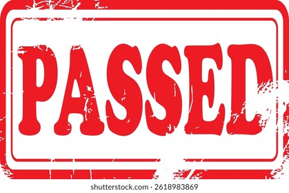 Passed Grunge Rubber Stamp in Red on White Background. Perfect for business documents, office use, administrative purposes, and graphic design projects.