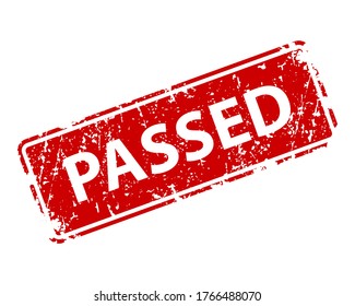 Passed sign sticker. Stamp vector texture