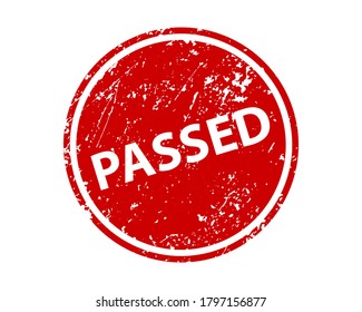 Passed sign sticker. Stamp vector texture