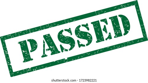 Passed Stamp. Green Text Rubber Stamp Ink - Vector.