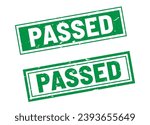 Passed stamp sign green rectangle grunge style
