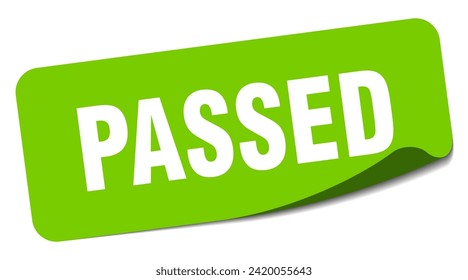 passed sticker. passed rectangular label isolated on white background