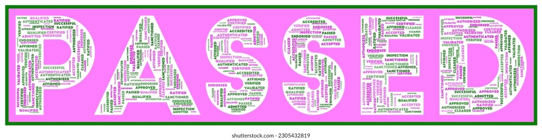 Passed text filled with related keywords of various sizes. Passed word cloud. Captivating vector illustration.